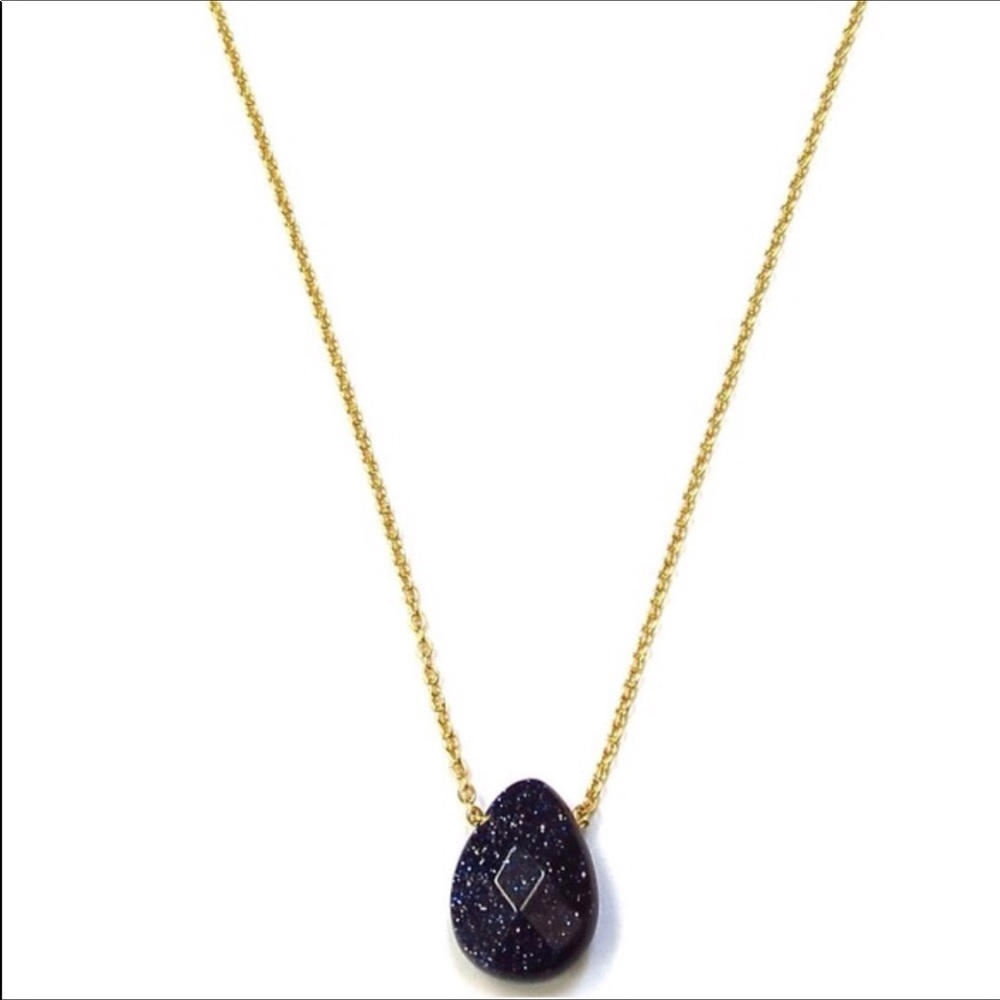 Blue goldstone drop necklace